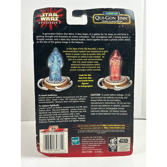 Star Wars Episode I Qui-Gon Jinn Light-Up Holograph NEW Sealed (Packaging Wear) - Picture 3 of 8